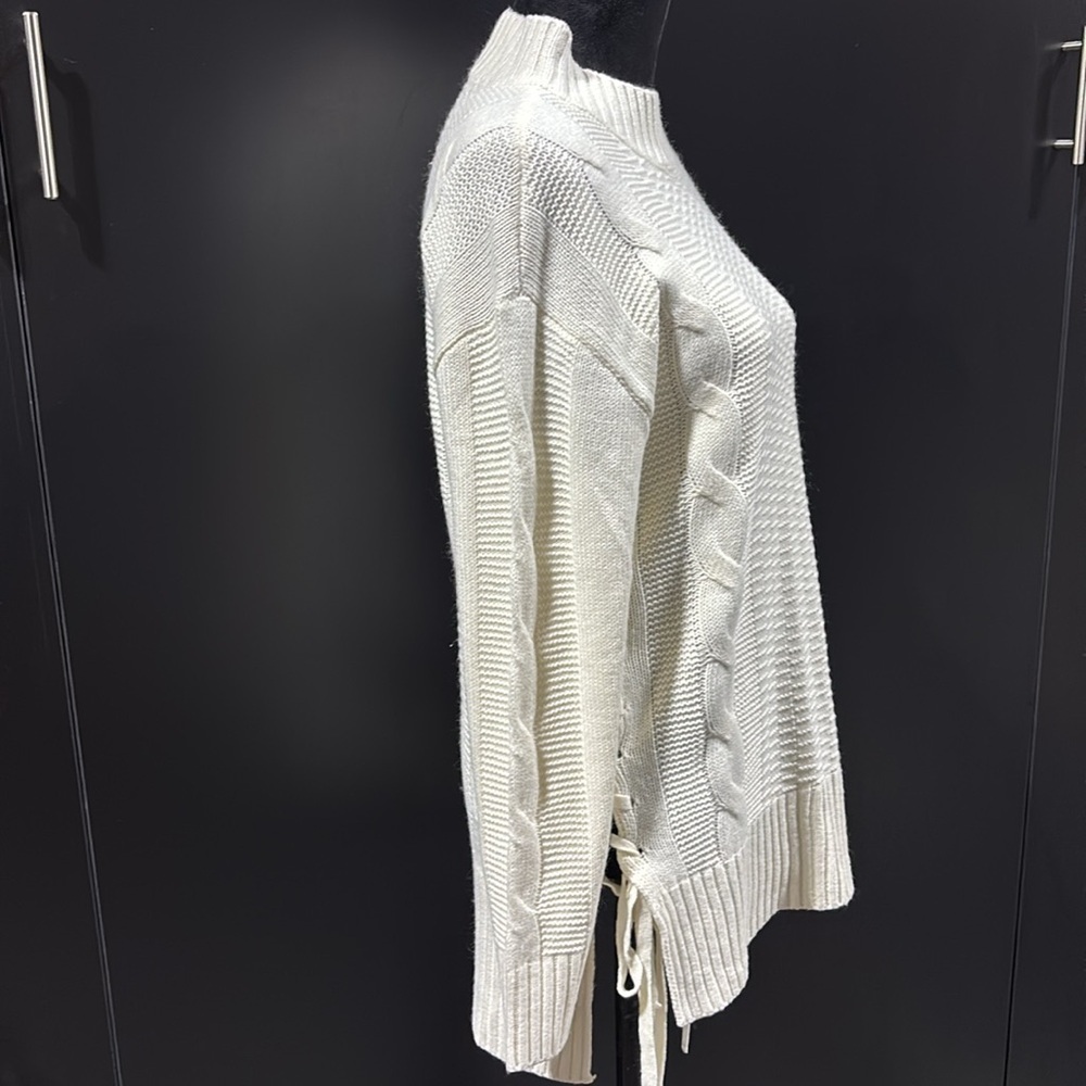 Black Tape Cable Knit long sweater/top,loose high neck,braided side detail